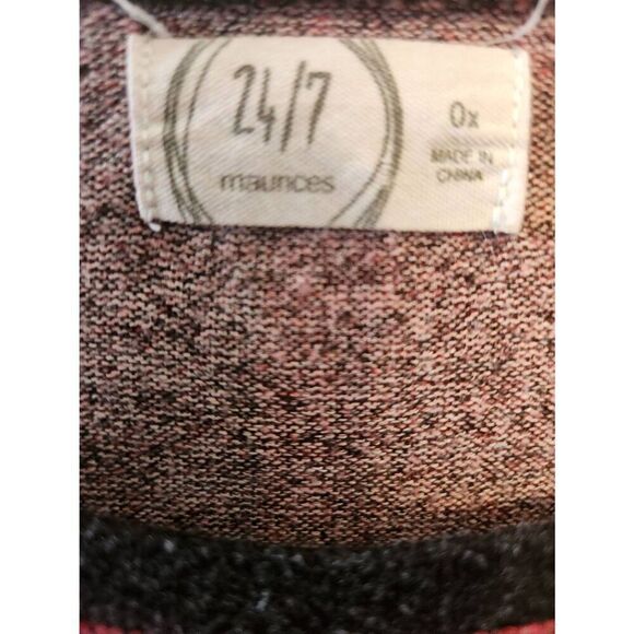 Maurices size 0x Colorblock Longsleeve T-shirt Red Black Plaid Gray Polka Dots S - Picture 2 of 3